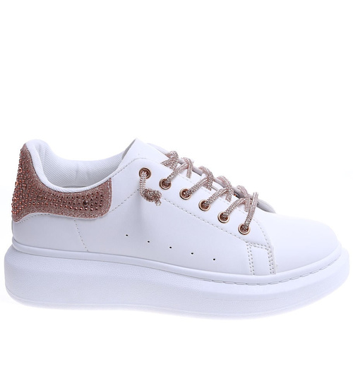 Biało złote trampki na platformie /F2-3 14621 T640/