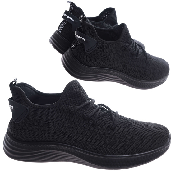 Wsuwane ażurowe czarne męskie buty sportowe /G4-1 17393 GF285/