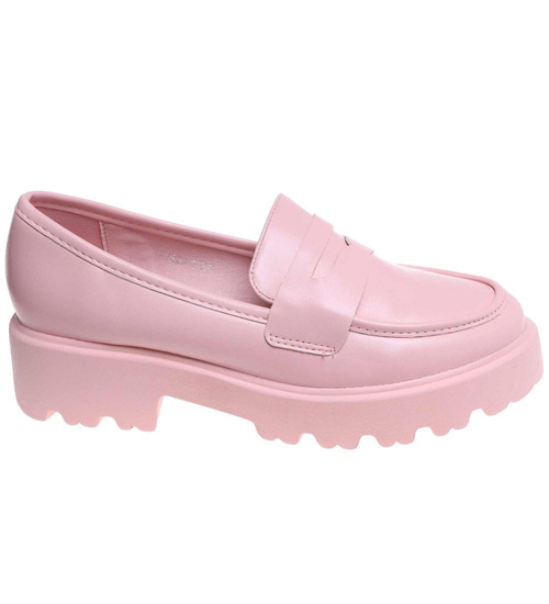 Różowe damskie półbuty na platformie /B4-3 18047 T234/