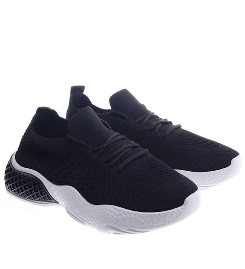 Elastyczne czarne buty sportowe /C7-2 13248 S234/