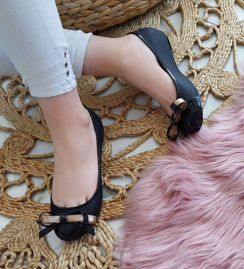 Plażowe baleriny meliski z kokardką Czarne /E2-3 8909 S192/