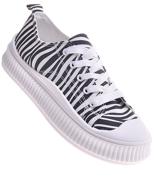 Wiązane trampki creepersy Zebra /C6-2 12280 S293/