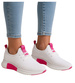 Wsuwane ażurowe biało różowe buty sportowe /E5-3 17989 T281/