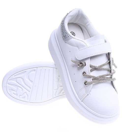 Białe trampki dziewczęce na rzep /A7-2 14751 T513/