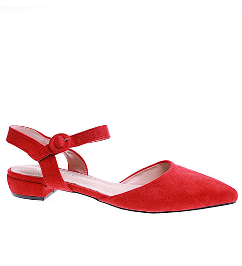 Czerwone balerinki z otwartymi piętami /H2-B1-2 14596 S192/