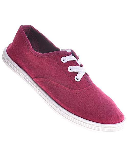 Sznurowane tenisówki dziewczęce Bordowe /D8-1 11158 T007/