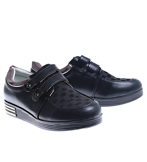 Czarne dziewczęce półbuty na rzepy /D5-2 14972 T039/