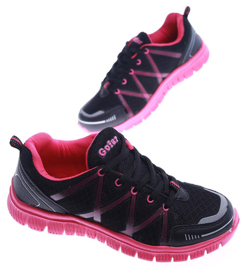 Czarno fuksjowe lekkie buty sportowe /G8-3 13747 S203/
