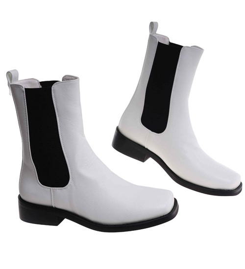 Białe botki sztyblety z ociepleniem /J6-4 H2 18445 T187/