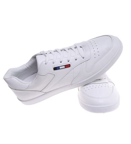 Wygodne białe sznurowane trampki męskie ost522