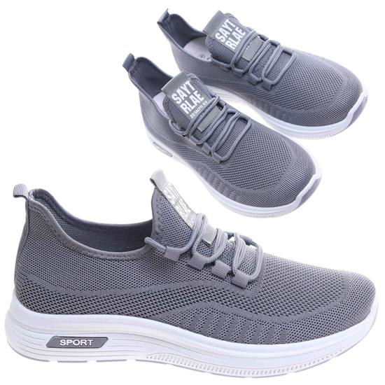 Wsuwane ażurowe szare męskie buty sportowe /A1-2 17762 GF285/