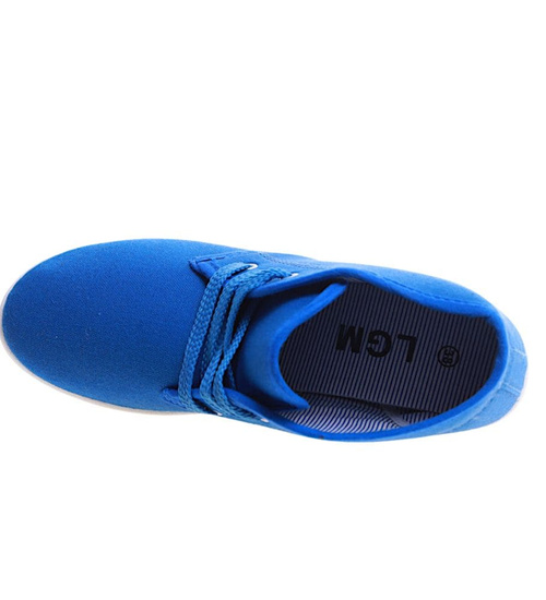 Sznurowane niebieskie trampki na niskim koturnie /C2-3 11145 S193/