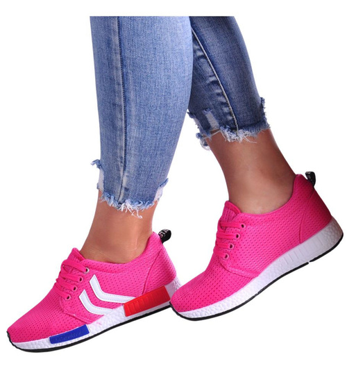 Różowe wiązane buty sportowe /D1-3 11999 T192/