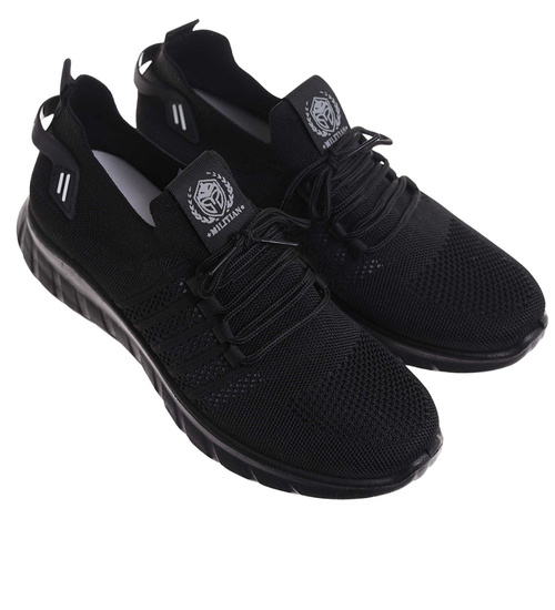 Wkładane czarne męskie buty sportowe Duże rozmiary /G8-1 17958 S374/