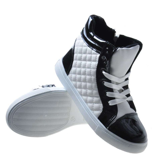 Wiosenne trampki sneakersy dla dziewczynki CZARNO-BIAŁE /B2-3 7423 S194/