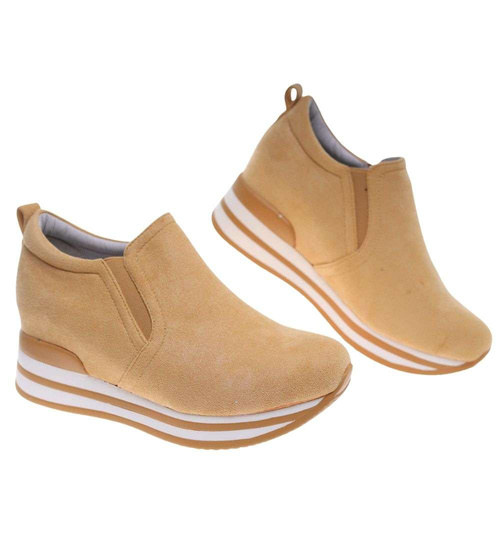 Zamszowe trampki sneakersy na koturnie /D5-3 18661 T10-5/