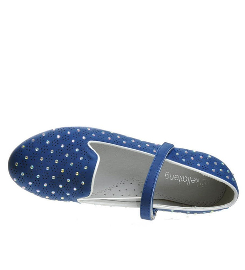 Niebieskie balerinki dziewczęce z paseczkiem /G9-3 4434 S077