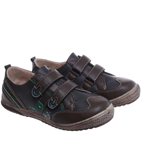 Chłopięce półbuty na rzepy Khaki /G12-2 18126 T282/
