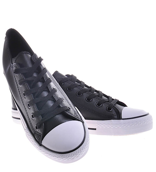 Skórzane męskie trampki Czarne /E8-2 11632 T196/