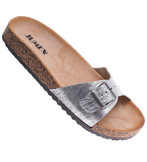 Srebrne profilowane klapki damskie /G8-2 17717 T182/