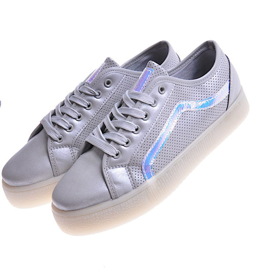 Srebrne trampki creepersy na platformie /F7-3 10818 S198/