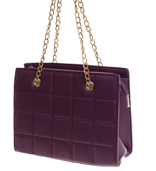 Fioletowa torebka kuferek z łańcuszkiem i paskiem /H2 K28 TB671 G195/