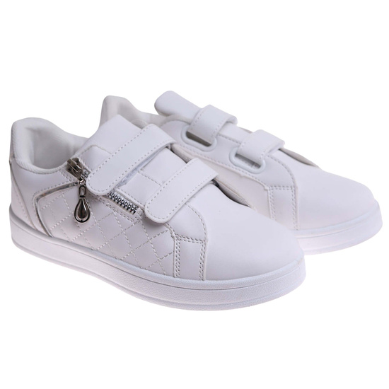 Białe trampki dziewczęce na rzepy /E3-2 17306 T282/