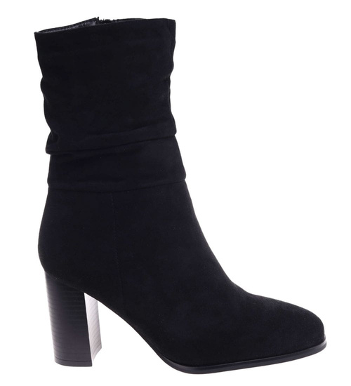 Czarne eleganckie botki na obcasie /C5-1 18410 W482/
