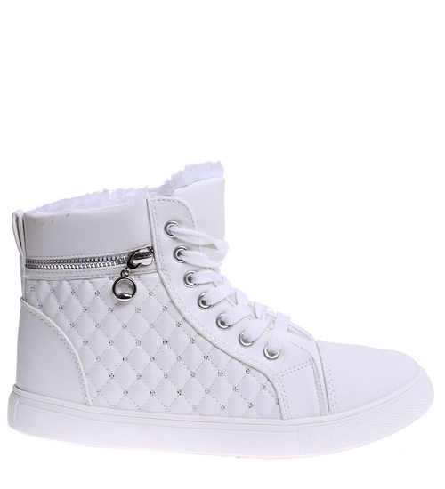 Zimowe białe trampki z wiązaniami /A9-3 15236 T592/