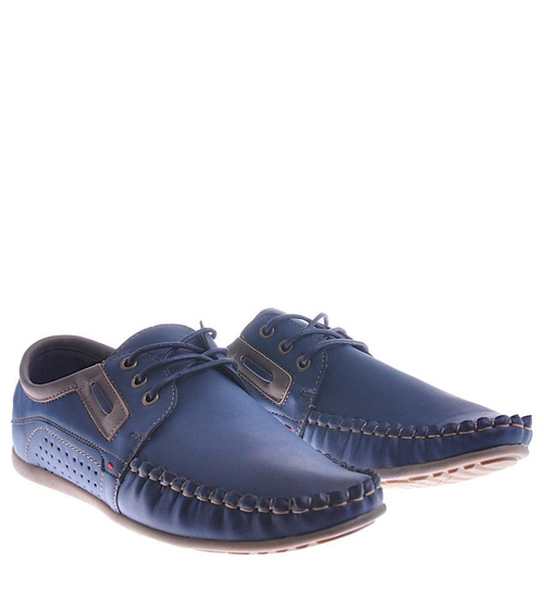 Męskie półbuty jak mokasyny Granatowe /D9-2 10404 S356/