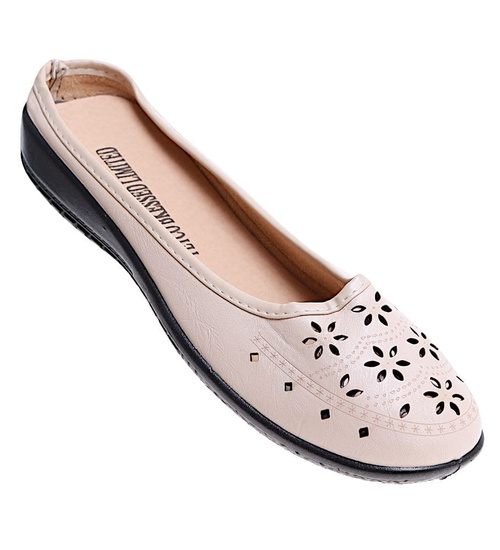 Ażurowe beżowe klapki z krytymi noskami /H2 B2-1 16096 T094/