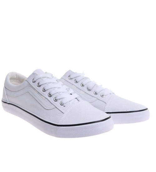 Trampki męskie niskie Sznurowane białe z tkaniny /B5-3 18010 T238/