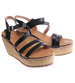 Sandały damskie na koturnie i platformie Czarne espadryle /C4-3 17832 G281/