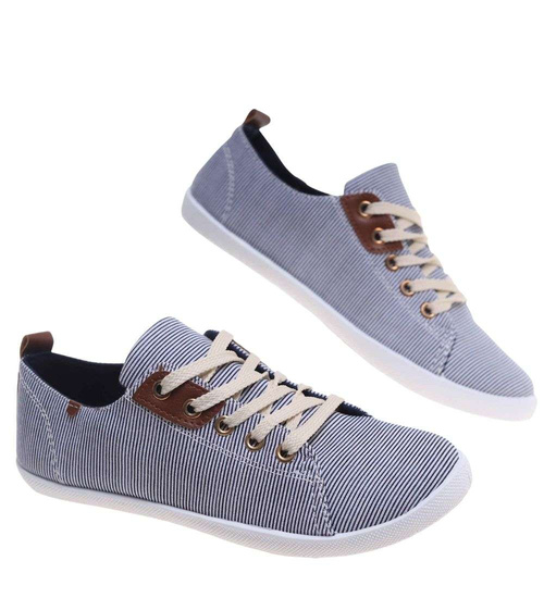 Granatowe tenisówki w paski /G9-2 18750  T1/