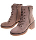 Damskie wiązane botki na obcasie Khaki /F2-1 18232 W431/