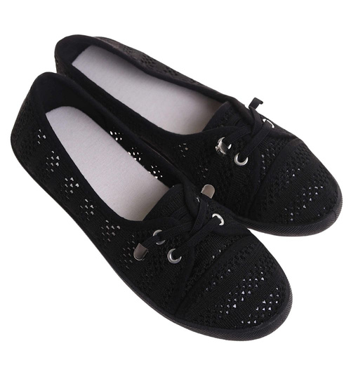 Tenisówki damskie czarne ażurowe /B3-2 17887 T199/