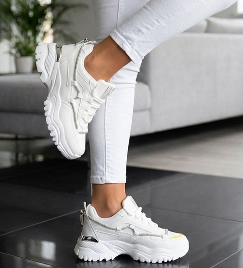 Białe buty sportowe na platformie /G4-3 14617 T620/