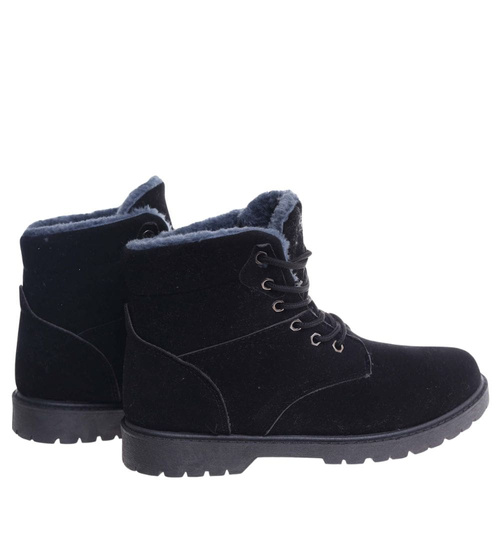 Zimowe męskie trapery ocieplane Czarne /D9-1 10415 T346/