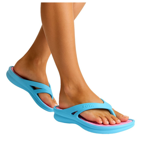 Niebieskie damskie klapki japonki na basen /H2 15925 T007/