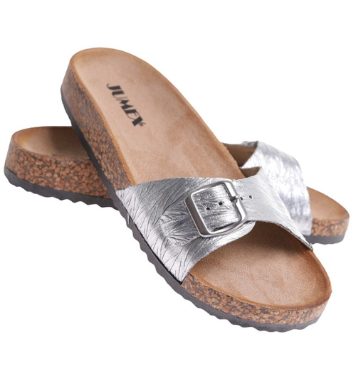 Srebrne profilowane klapki damskie /G8-2 17717 T182/