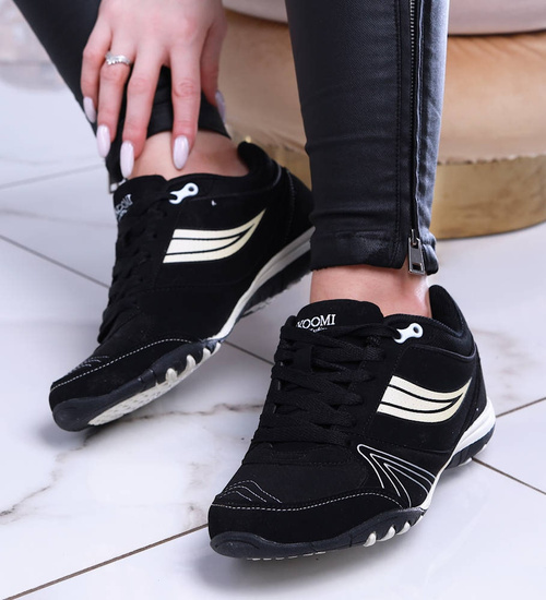 Czarne damskie buty sportowe z zamszu /E8-3 14000 S244/
