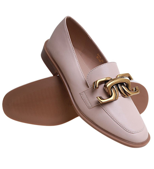 Wsuwane beżowe baleriny lordsy /A9-2 11599 T581/