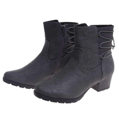 Zimowe szare botki na niskim obcasie /F5-3 18506 T386/