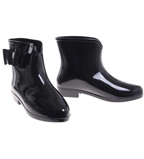 Kalosze damskie z kokardą czarne gumowce /F5-1+H2 18347 T255/