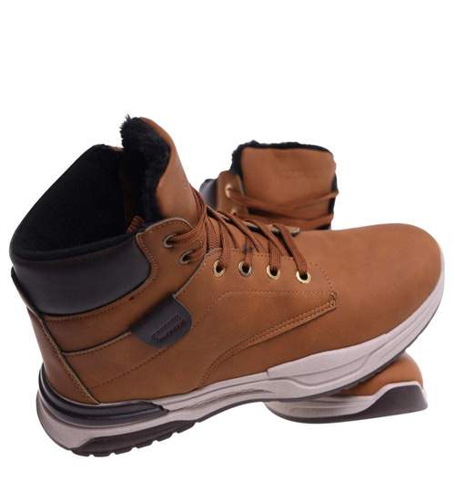 Camelowe męskie buty trekkingowe z wysoką cholewką /F1-1 15020 T522/