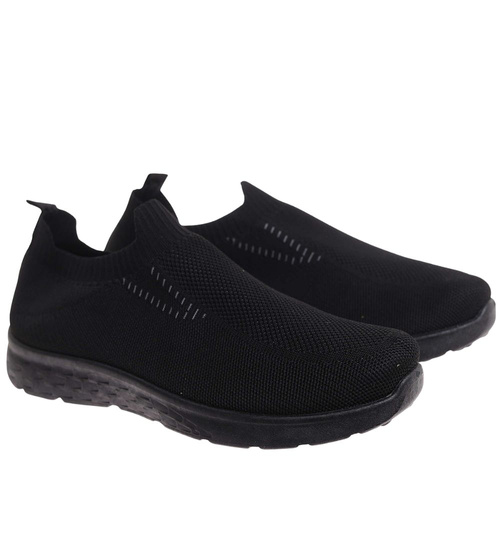 Wsuwane czarne męskie buty sportowe Duże rozmiary /A3-3 17957 S374/