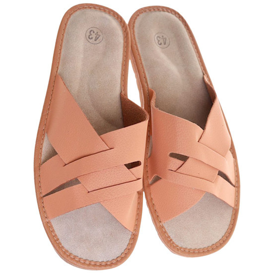 Skórzane męskie klapki domowe / E10-1 8409 S196/