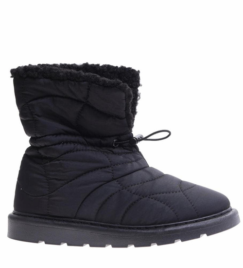 Czarne kozaki śniegowce z futerkiem /E8-1 17014 G284/