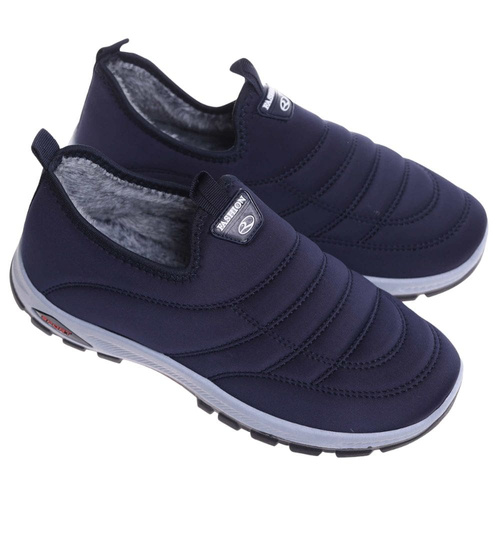 Wsuwane sneakersy męskie z ociepleniem Granatowe /D9-3 18250 T386/