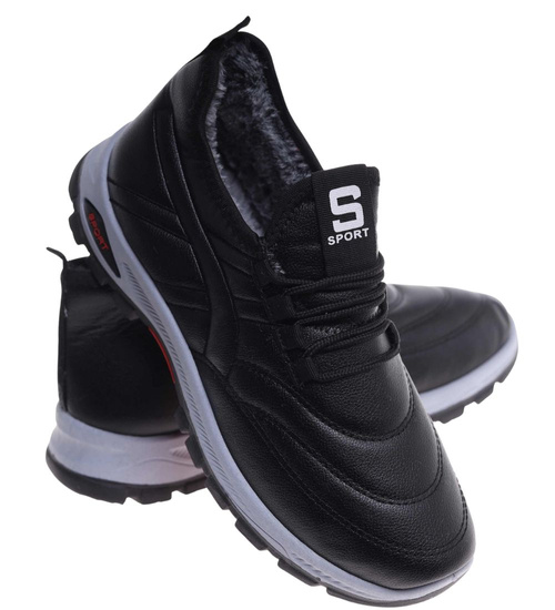 Czarne ocieplane buty sportowe męskie /E10-2 18248 T386/